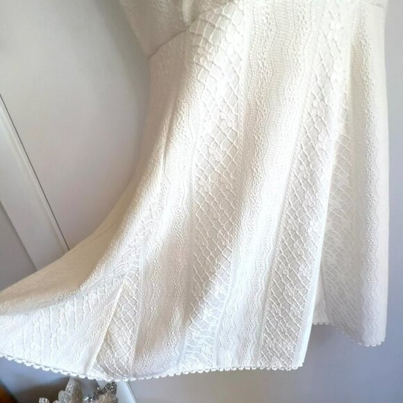 FREE PEOPLE SIZE 10 IVORY WHITE LACE FIT & FLARE SKATER DRESS - Picture 12 of 16